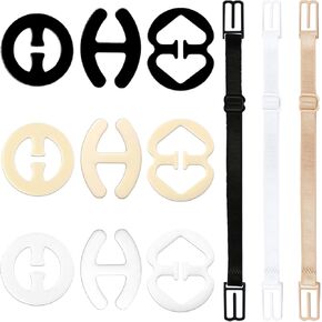 12 Pieces Bra Strap Clips for Back Adjustable Anti-Slip Bra Strap Clips Back Conceal Buckles for Bra Accessories