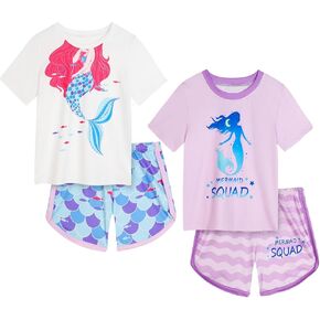Girls 4-Piece Summer T-shirt and Shorts Set