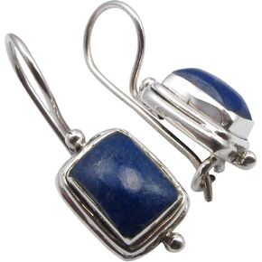 أقراط من الفضة الإسترليني عيار 925 مستطيلة الشكل من حجر اللازورد الطبيعي مقاس 2.5 سم in Kuwait