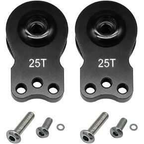 2Packs Aluminum 25T Servo Saver 3 Holes Adjustable Hi-Torque Servo Horn Compatible with 1/8 1/10 RC Car Crawler SCX10 Boat Capra TRX4 TRX6 RC Boat Parts (Black)
