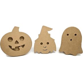 Set of 3 Halloween Paper Mache Cutouts – Witch, Ghost, and Pumpkin Shaped Decorations for Crafting, Art Projects, DIY, and Spooky Seasonal Décor. Measuring Around 7x5.5 in.
