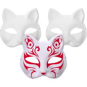 IMIKEYA Cat Mask: 3/15PCS Cat Face Mask DIY White Paper Blank Hand Painted Face Mask Half Face Masks Paper Mache Mask