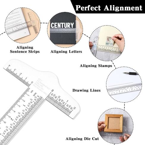 Acrylic T Square Ruler, 6'' Clear T Ruler for Crafting, Imperial & Metric Scale Rulers Measuring Drafting Ruler, T-Square Graduated Ruler Drawing Tools for Sewing Quilting Designs Architect in Saudi Arabia
