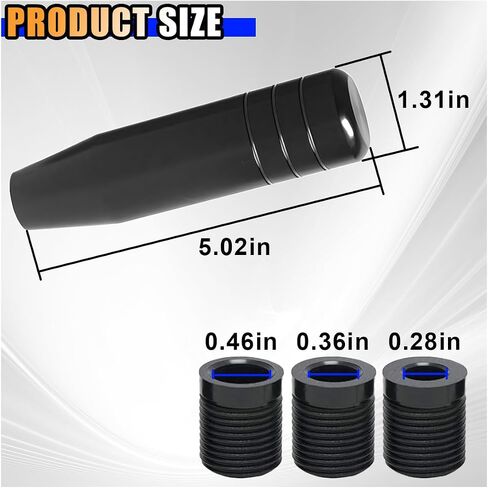 5" Heavy Weighted Shifter Knob, Universal Aluminum Alloy Car Gear Lever Metal Stick Shift Handle, Shifter Knobs Retainer for Manual Automatic Vehicles with 3 Adapters (Black) in Saudi Arabia