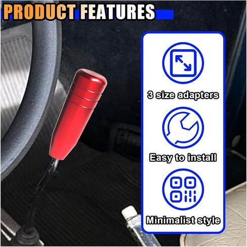 5" Heavy Weighted Shifter Knob, Universal Aluminum Alloy Car Gear Lever Metal Stick Shift Handle, Shifter Knobs Retainer for Manual Automatic Vehicles with 3 Adapters (Black) in Saudi Arabia