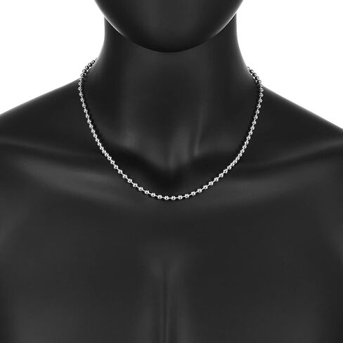 Verona Jewelers 925 Sterling Silver Italian 1.5MM, 2MM,3MM,4MM,5MM Silver Bead Ball Chain Necklace, Sterling Silver Bead Necklace, Italian Bead Necklace, Solid Dog Tag Chain Army Necklace in Saudi Arabia