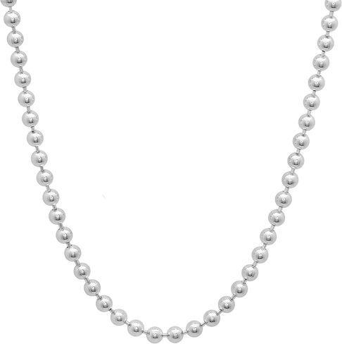 Verona Jewelers 925 Sterling Silver Italian 1.5MM, 2MM,3MM,4MM,5MM Silver Bead Ball Chain Necklace, Sterling Silver Bead Necklace, Italian Bead Necklace, Solid Dog Tag Chain Army Necklace in Saudi Arabia