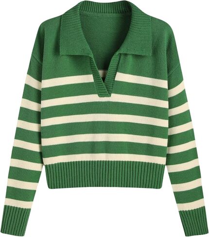 CIDER Polo Sweaters for Women Striped Collar Knit Fall Sweaters 2024 in Kuwait