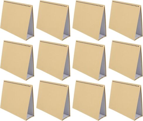Wakauto 12Pcs DIY Blank Small Desk Calendar Making Rack 2024 New Year Calendar 8inch Calendar Desktop Calendar Standing Refillable Paper Flip Sheet for Office Supplies in Saudi Arabia