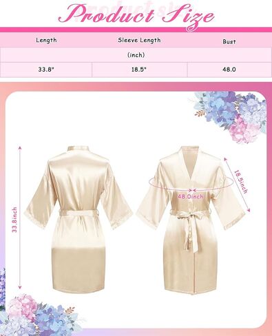 12 Pcs Silky Satin Kimono Robes Bride Bridesmaid Bathrobe for Women Short Sleepwear for Wedding Birthday Party in Kuwait