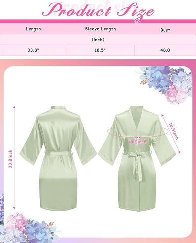12 Pcs Silky Satin Kimono Robes Bride Bridesmaid Bathrobe for Women Short Sleepwear for Wedding Birthday Party in Kuwait