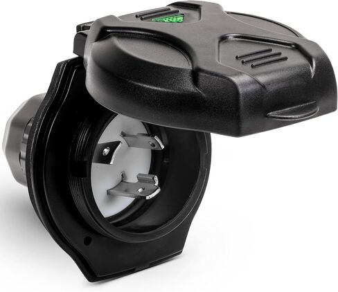 True Mods 30A RV Inlet Shore Power Supply Outlet Receptacle Plug for Marine Boat [NEMA L5-30P Male 125V] [Twist-Lock] [LED Light Indicator] [Waterproof] [For 3/14 AWG Wires] [ETL Approved] - BLACK in Saudi Arabia