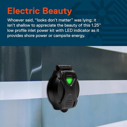 True Mods 30A RV Inlet Shore Power Supply Outlet Receptacle Plug for Marine Boat [NEMA L5-30P Male 125V] [Twist-Lock] [LED Light Indicator] [Waterproof] [For 3/14 AWG Wires] [ETL Approved] - BLACK in Saudi Arabia