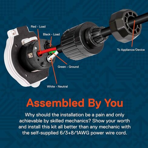 True Mods 30A RV Inlet Shore Power Supply Outlet Receptacle Plug for Marine Boat [NEMA L5-30P Male 125V] [Twist-Lock] [LED Light Indicator] [Waterproof] [For 3/14 AWG Wires] [ETL Approved] - BLACK in Saudi Arabia
