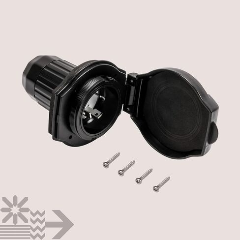 True Mods 30A RV Inlet Shore Power Supply Outlet Receptacle Plug for Marine Boat [NEMA L5-30P Male 125V] [Twist-Lock] [LED Light Indicator] [Waterproof] [For 3/14 AWG Wires] [ETL Approved] - BLACK in Saudi Arabia