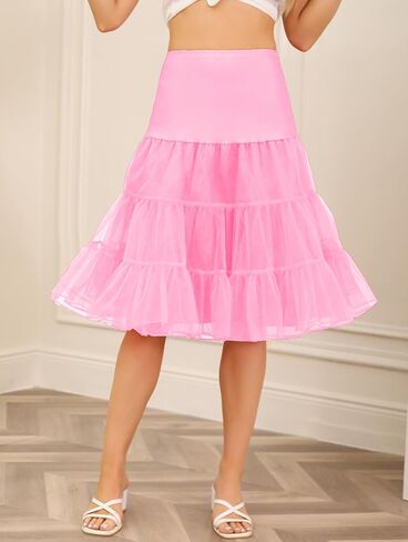 تنورة Vlazom للسيدات 50s عتيقة نصف زلة من التول تنورة زفاف كرينولين تنورة داخلية لحفلات التخرج والسهرات in Kuwait