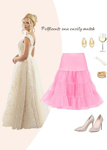 تنورة Vlazom للسيدات 50s عتيقة نصف زلة من التول تنورة زفاف كرينولين تنورة داخلية لحفلات التخرج والسهرات in Kuwait