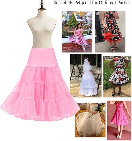 تنورة Vlazom للسيدات 50s عتيقة نصف زلة من التول تنورة زفاف كرينولين تنورة داخلية لحفلات التخرج والسهرات in Kuwait