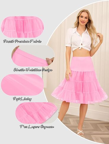 تنورة Vlazom للسيدات 50s عتيقة نصف زلة من التول تنورة زفاف كرينولين تنورة داخلية لحفلات التخرج والسهرات in Kuwait