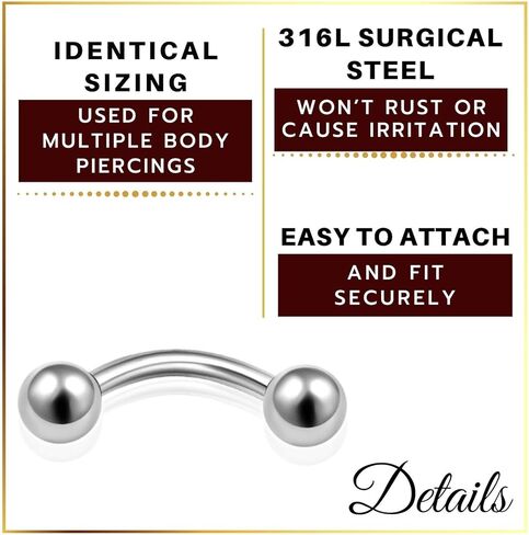 MATIGA 2 قطعة الفولاذ الجراحي 16 مقياس الحديد منحني ثقب المجوهرات الشفاه Labret اللولب الحاجب الرخ 4 مللي متر الكرة المزيد من الخيارات in Kuwait