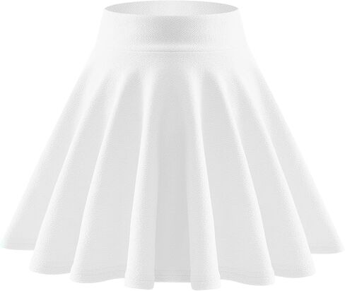 Girls Skirt School Uniform Skirts for Girls Casual Mini Flare Plain Pleated Stretch Waist Skater Skirt White-Size10-11Y in Saudi Arabia