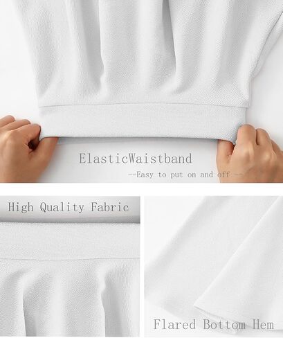 Girls Skirt School Uniform Skirts for Girls Casual Mini Flare Plain Pleated Stretch Waist Skater Skirt White-Size10-11Y in Saudi Arabia