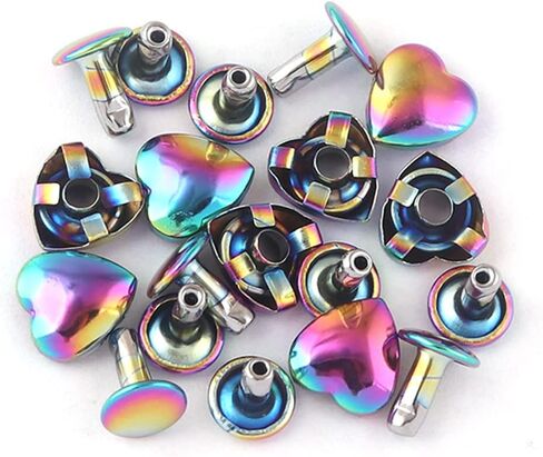 Rose Gold Heart Shape Rivets - 10mm Metal Heart Rivet for Belt Clothes Purse Handbag Leather Craft DIY Handmade Accessories 100pcs in Kuwait