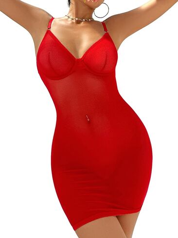 Lilosy Sexy Crisscross Backless Underwire Mesh Sheer Lingerie Mini Dress in Saudi Arabia