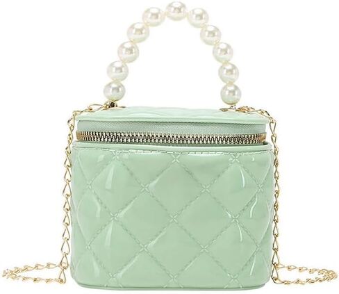 Girls Wallet, Mini Jelly Purse for Women, Shoulder Bags with Pearl Handle and Gold Chain-Crossbody Handbags-Box bag in Saudi Arabia