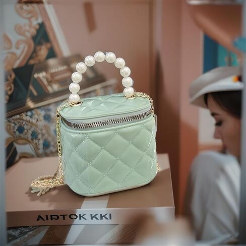 Girls Wallet, Mini Jelly Purse for Women, Shoulder Bags with Pearl Handle and Gold Chain-Crossbody Handbags-Box bag in Saudi Arabia