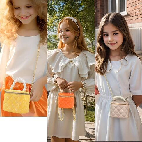 Girls Wallet, Mini Jelly Purse for Women, Shoulder Bags with Pearl Handle and Gold Chain-Crossbody Handbags-Box bag in Saudi Arabia