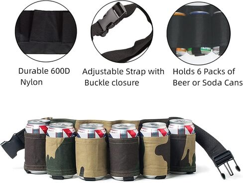 Beer Belt Holster, Beer Soda Bottle Holder Belts, Drink Can Holder, Adjustable Waist Pack Bag, Holds 6 Cans, Perfect for Parties, Picnics, Hiking in Saudi Arabia