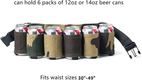 Beer Belt Holster, Beer Soda Bottle Holder Belts, Drink Can Holder, Adjustable Waist Pack Bag, Holds 6 Cans, Perfect for Parties, Picnics, Hiking in Saudi Arabia
