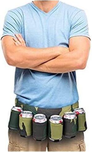 Beer Belt Holster, Beer Soda Bottle Holder Belts, Drink Can Holder, Adjustable Waist Pack Bag, Holds 6 Cans, Perfect for Parties, Picnics, Hiking in Saudi Arabia