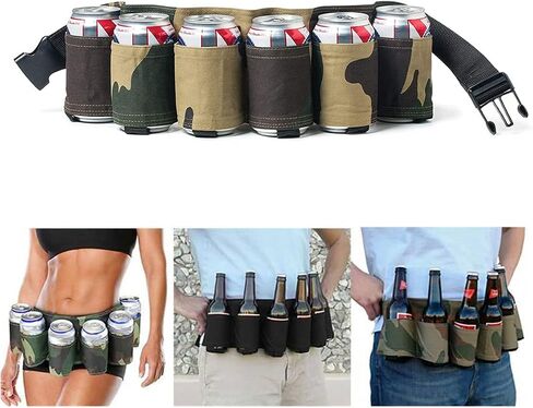 Beer Belt Holster, Beer Soda Bottle Holder Belts, Drink Can Holder, Adjustable Waist Pack Bag, Holds 6 Cans, Perfect for Parties, Picnics, Hiking in Saudi Arabia