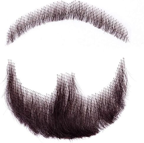 Human Hair Brown Fake Face Beard and Mustache for Adults Men Realistic Makeup Lace Invisible False Beards in Saudi Arabia