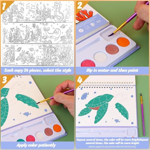 Watercolor Coloring Books for Kids Watercolor Paint Book water color paint sets for kids coloring books for kids ages 4-8 Water Colors Paint Kids Pocket Hand Book Stocking Goodie Bag (Color 1) in Saudi Arabia