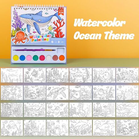 Watercolor Coloring Books for Kids Watercolor Paint Book water color paint sets for kids coloring books for kids ages 4-8 Water Colors Paint Kids Pocket Hand Book Stocking Goodie Bag (Color 1) in Saudi Arabia