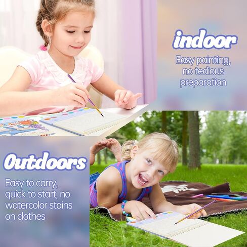 Watercolor Coloring Books for Kids Watercolor Paint Book water color paint sets for kids coloring books for kids ages 4-8 Water Colors Paint Kids Pocket Hand Book Stocking Goodie Bag (Color 1) in Saudi Arabia