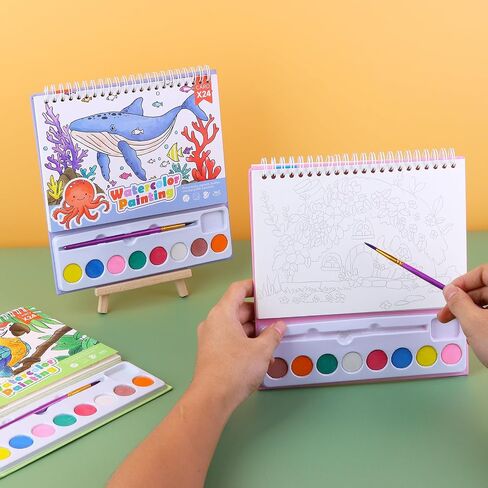 Watercolor Coloring Books for Kids Watercolor Paint Book water color paint sets for kids coloring books for kids ages 4-8 Water Colors Paint Kids Pocket Hand Book Stocking Goodie Bag (Color 1) in Saudi Arabia