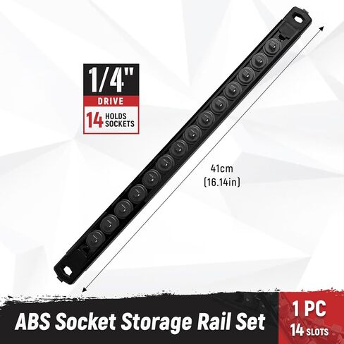 Magnetic Socket Organizer, 3-Piece Heavty Duty ABS Socket Holder, Socket Rail for Tool Box, Premium Quality 360° Swivel Socket Rack with 40 Clips for 1/2, 3/8, 1/4-Inch(Black) in Kuwait