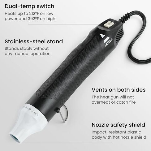 ARTEZA Mini Heat Gun for Crafts, 300W, 212–392° Fahrenheit, Ergonomic Lightweight Hot Air Gun for Embossing, Pouring, Drying Resin in Saudi Arabia