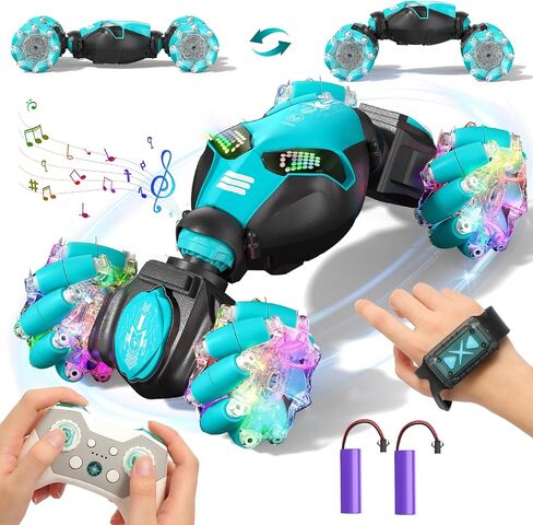 Gesture Sensing RC Stunt Car Toys for Girls Age 6-8-12, 4WD 2.4Ghz Hand Controlled Remote Control Twist Car Off Road 360°Rotation Drift with Light Music for Kids Girls Birthday Gifts in Saudi Arabia