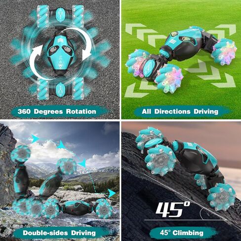 Gesture Sensing RC Stunt Car Toys for Girls Age 6-8-12, 4WD 2.4Ghz Hand Controlled Remote Control Twist Car Off Road 360°Rotation Drift with Light Music for Kids Girls Birthday Gifts in Saudi Arabia
