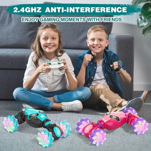Gesture Sensing RC Stunt Car Toys for Girls Age 6-8-12, 4WD 2.4Ghz Hand Controlled Remote Control Twist Car Off Road 360°Rotation Drift with Light Music for Kids Girls Birthday Gifts in Saudi Arabia