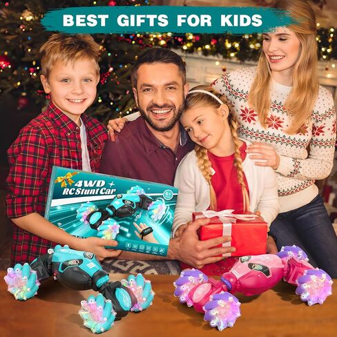 Gesture Sensing RC Stunt Car Toys for Girls Age 6-8-12, 4WD 2.4Ghz Hand Controlled Remote Control Twist Car Off Road 360°Rotation Drift with Light Music for Kids Girls Birthday Gifts in Saudi Arabia