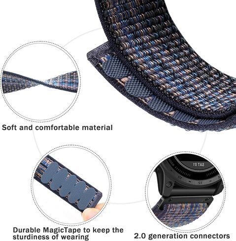 22mm Quickfit Watch Bands compatible with Garmin Quatix 7 Pro/Fenix 7X Pro/7/6 Pro/5 plus/5/Instinct/Forerunner 965 955 945 935/Epix 2/Descent G1 Hook&Loop Sport Nylon Replacement Watch Strap For Men in Saudi Arabia
