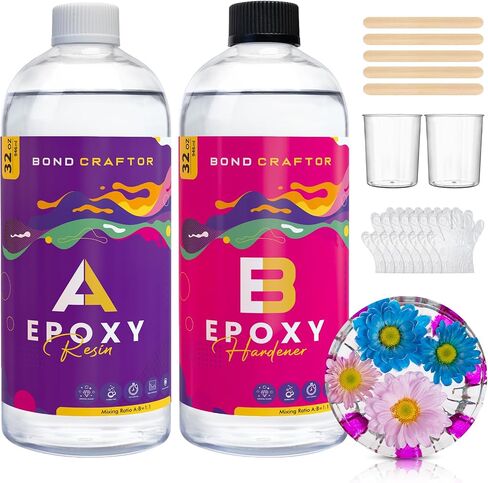 Epoxy Resin Kit 1Gallon, Clear Crystal Resina Epoxica Food Safe, Casting Resin for Art Craft, Jewelry Making, DIY in Saudi Arabia