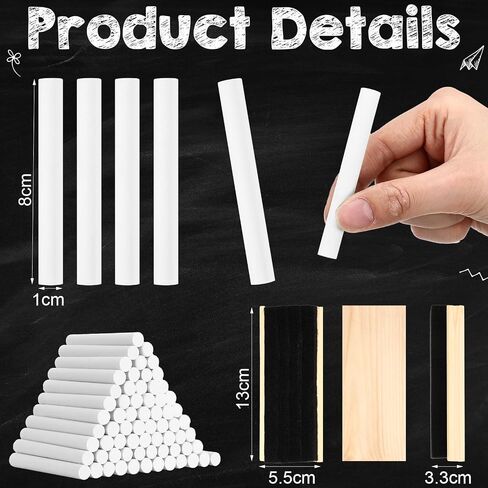 300 Pcs Dustless Chalk Bulk with 5 Pack Eraser Colored Chalk for Chalkboard Blackboard Chalks for Classroom Learning, Drawing and Home Schooling(Multicolor) in Saudi Arabia