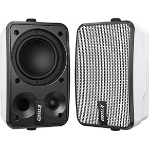 Inwa Bluetooth Outdoor Speakers, IPX5 Waterproof Wall Mount Speaker, Powerful Bass Indoor/Outdoor Sound System, Wireless Sync Up to 100 Speakers, Suitable for Patio/Porch/Gazebo/Garage(Pair)